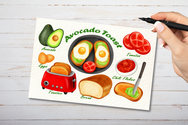 Avocado Toast Recipe Postcard