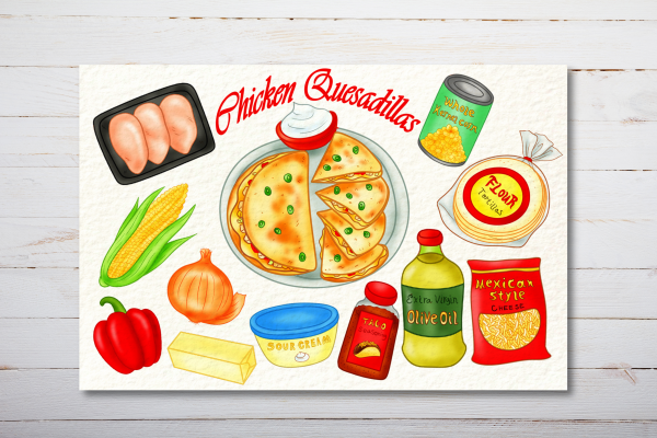 Chicken Quesadilla Recipe Postcard