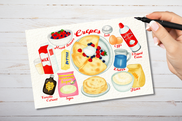 Crepes Recipe Postcard