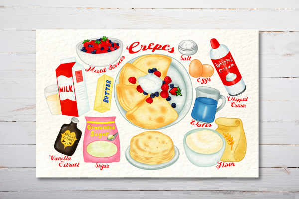 Crepes Recipe Postcard