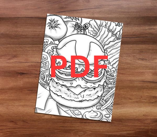 Gourmet Burger Coloring Page PDF