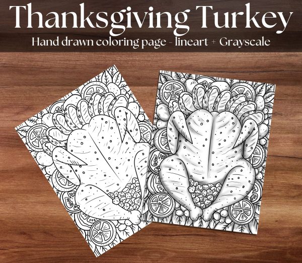 Thanksgiving Dinner Coloring Page PDF