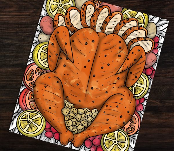 Thanksgiving Dinner Coloring Page PDF