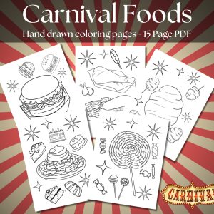 Carnival Foods Coloring Pages PDF