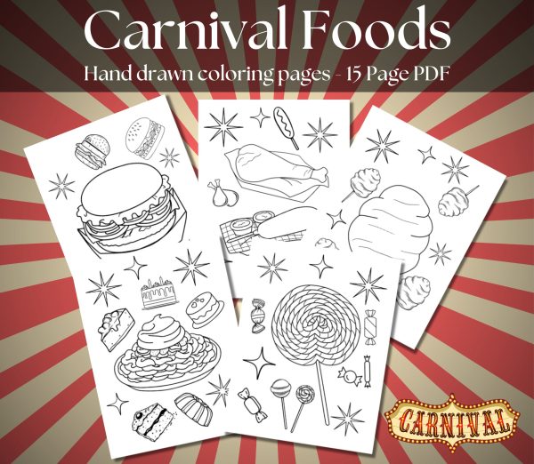 Carnival Foods Coloring Pages PDF