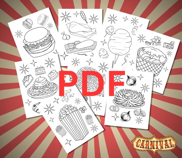 Carnival Foods Coloring Pages PDF