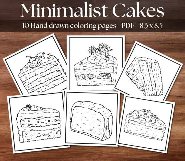 Minimalist Cakes Coloring Pages