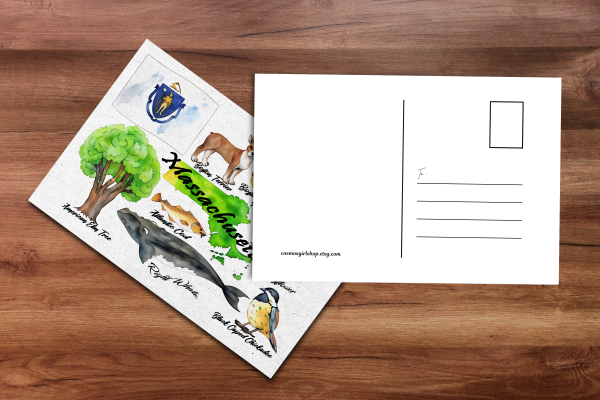 Massachusetts State Postcard Watercolor - Image 4