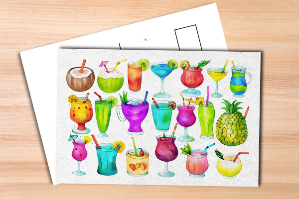 Tropical Drinks Postcard