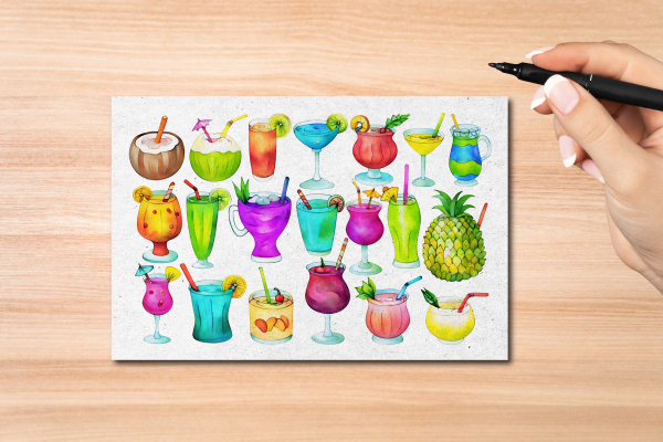 Tropical Drinks Postcard