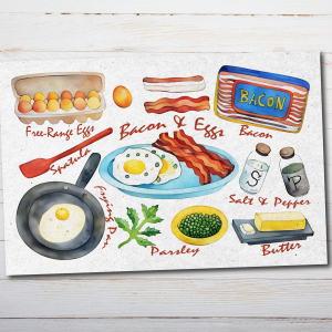 Bacon And Eggs Recipe Postcard