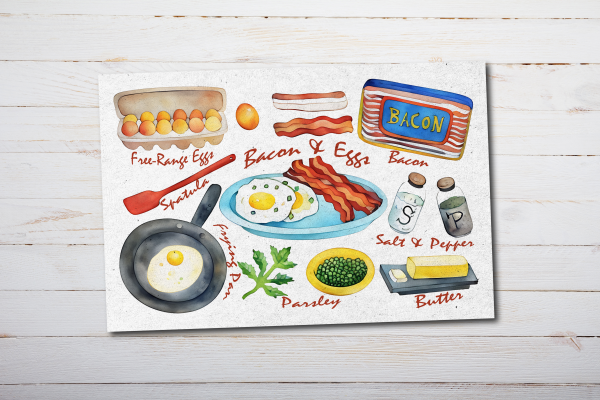 Bacon And Eggs Recipe Postcard