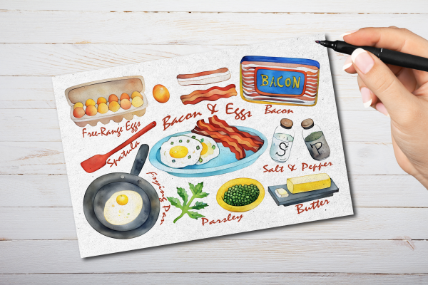 Bacon And Eggs Recipe Postcard
