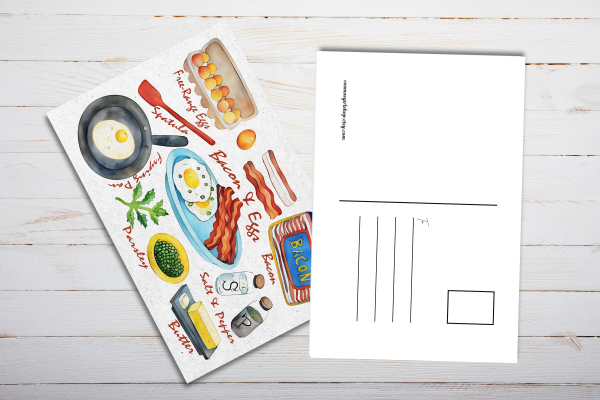 Bacon And Eggs Recipe Postcard