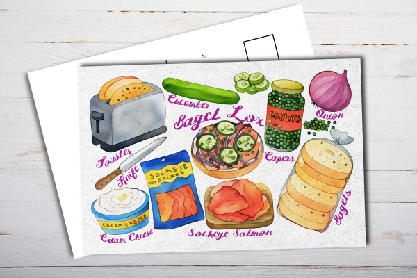 Bagel Lox Art Postcard