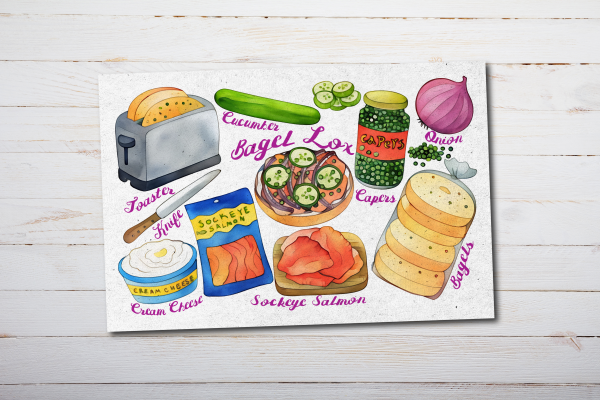 Bagel Lox Art Postcard