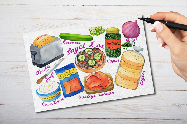 Bagel Lox Art Postcard