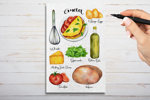 Omelet Recipe Postcard