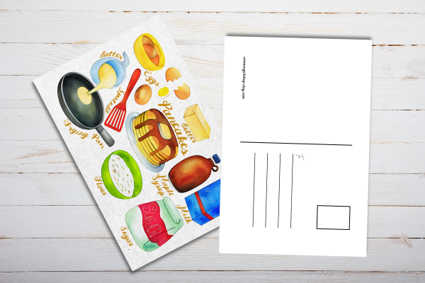 Illustrated Pancakes Recipe Postcard - Image 4