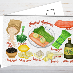 Baked Salmon Recipe Postcard
