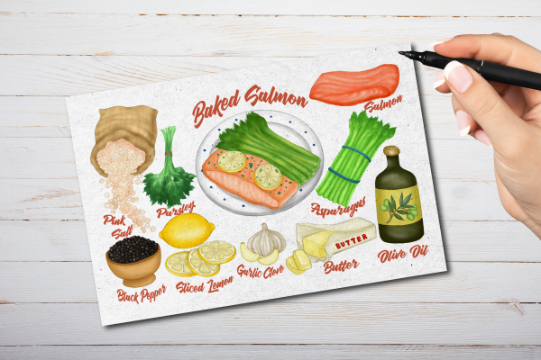 Baked Salmon Recipe Postcard