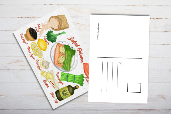 Baked Salmon Recipe Postcard
