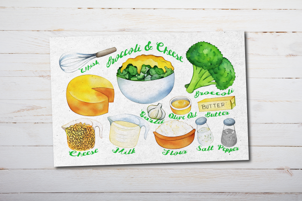 Broccoli Cheese Recipe Postcard
