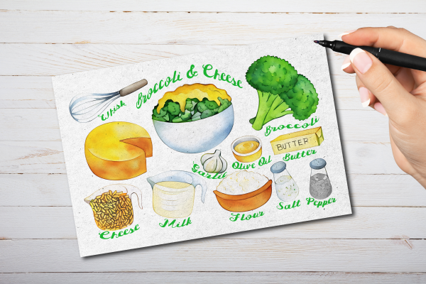 Broccoli Cheese Recipe Postcard