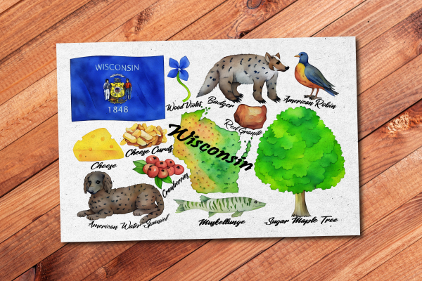 Wisconsin State Postcard