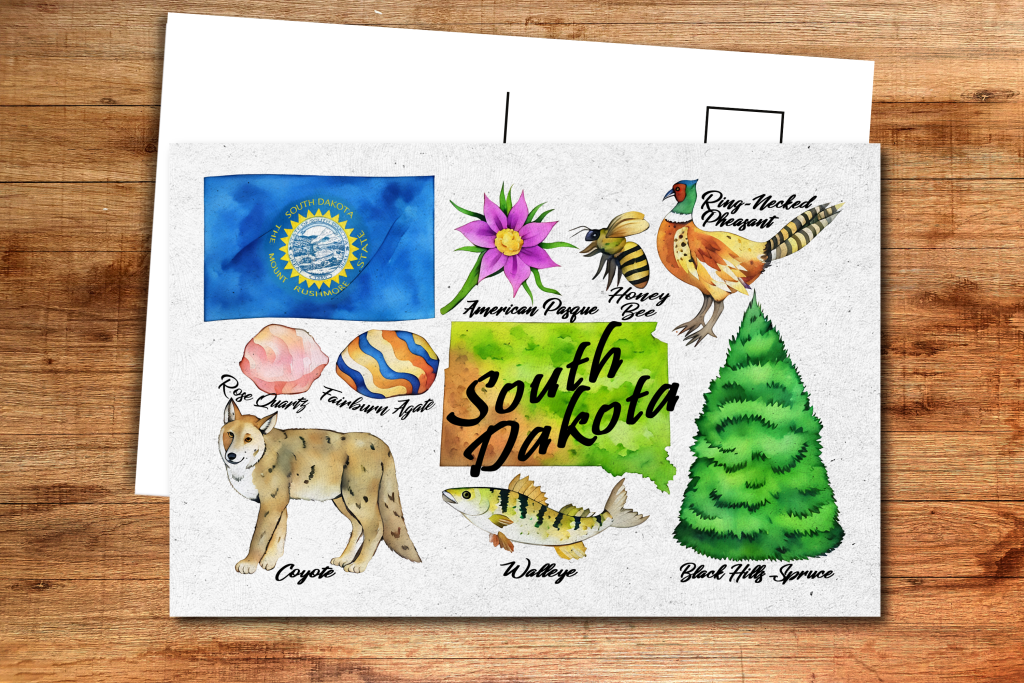 South Dakota State Postcard Watercolor - Draw My Recipes