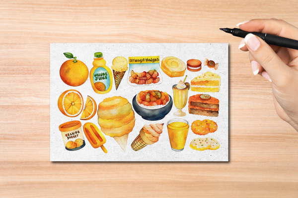 Orange Foods Postcard Watercolor Art - Image 2