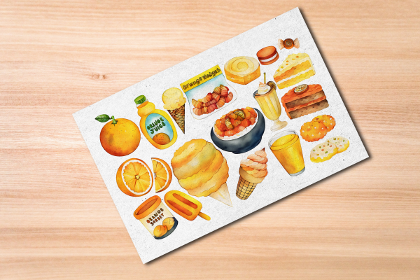 Orange Foods Postcard Watercolor Art - Image 3