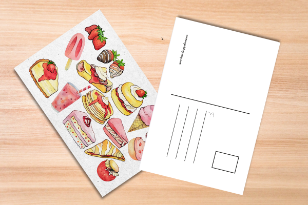 Strawberry Foods Postcard Watercolor Art - Image 4