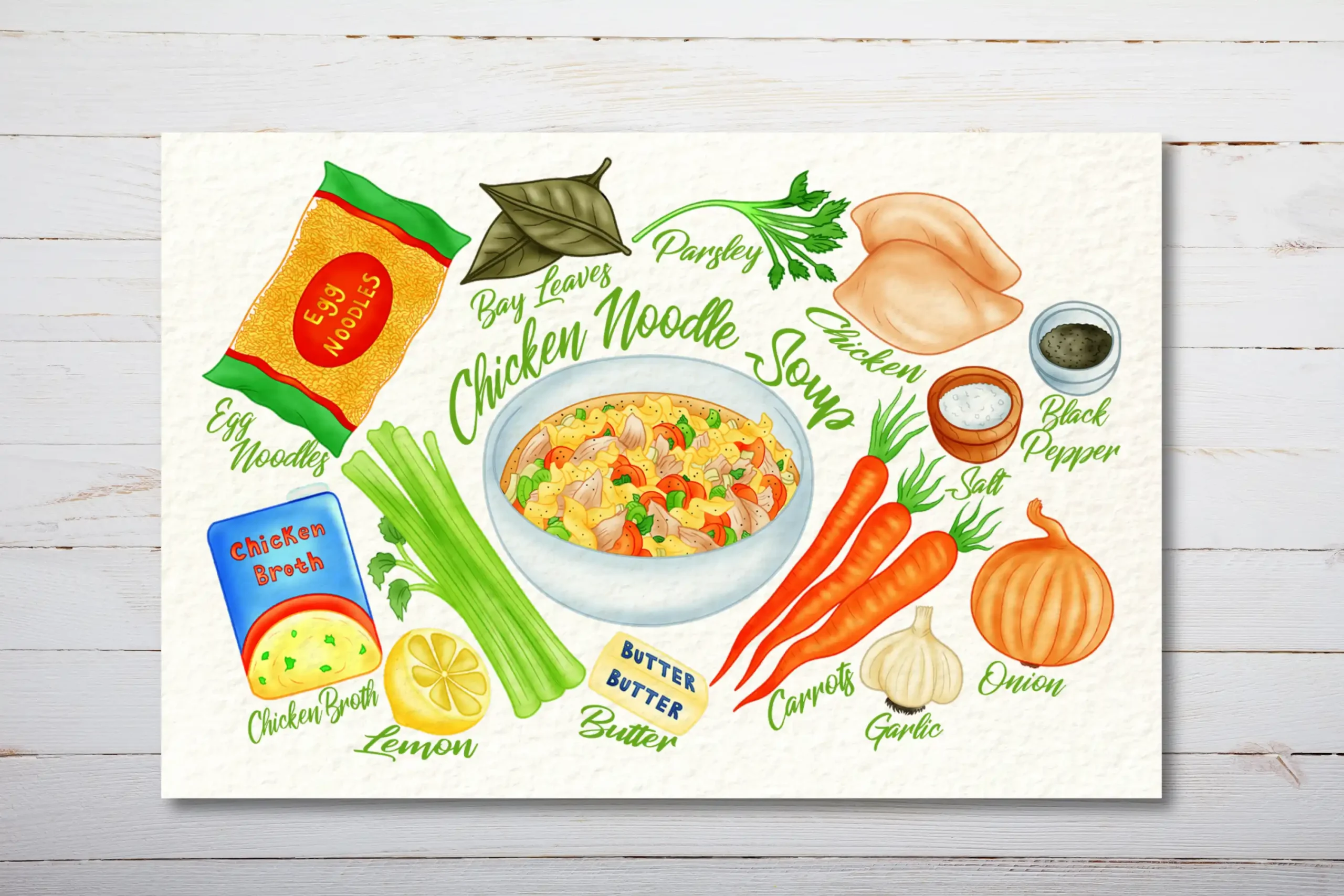 Chicken Noodle Soup Recipe Postcard