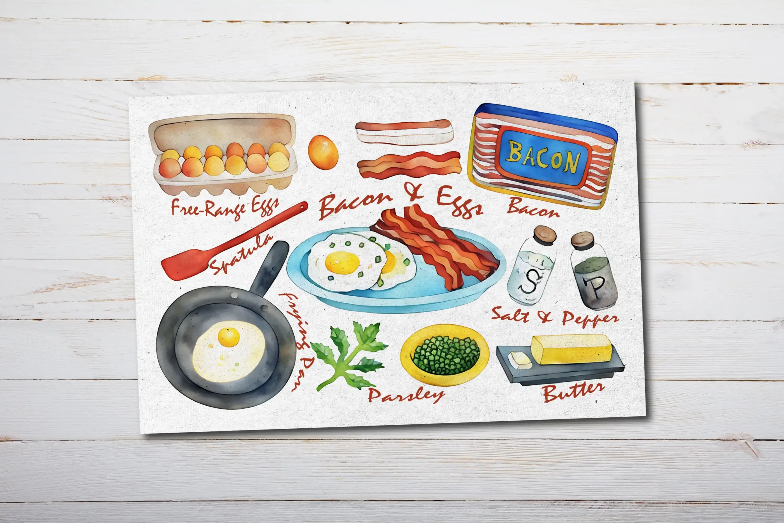 Bacon And Eggs Recipe Postcard