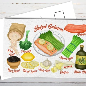 Baked Salmon Recipe Postcard