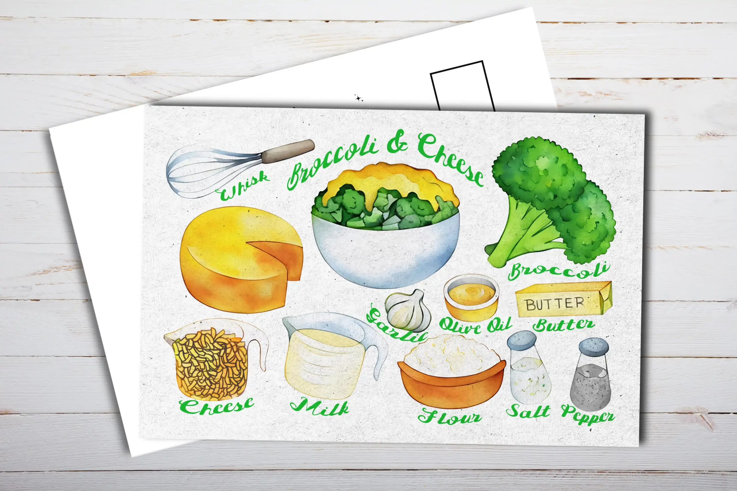 Broccoli Cheese Recipe Postcard