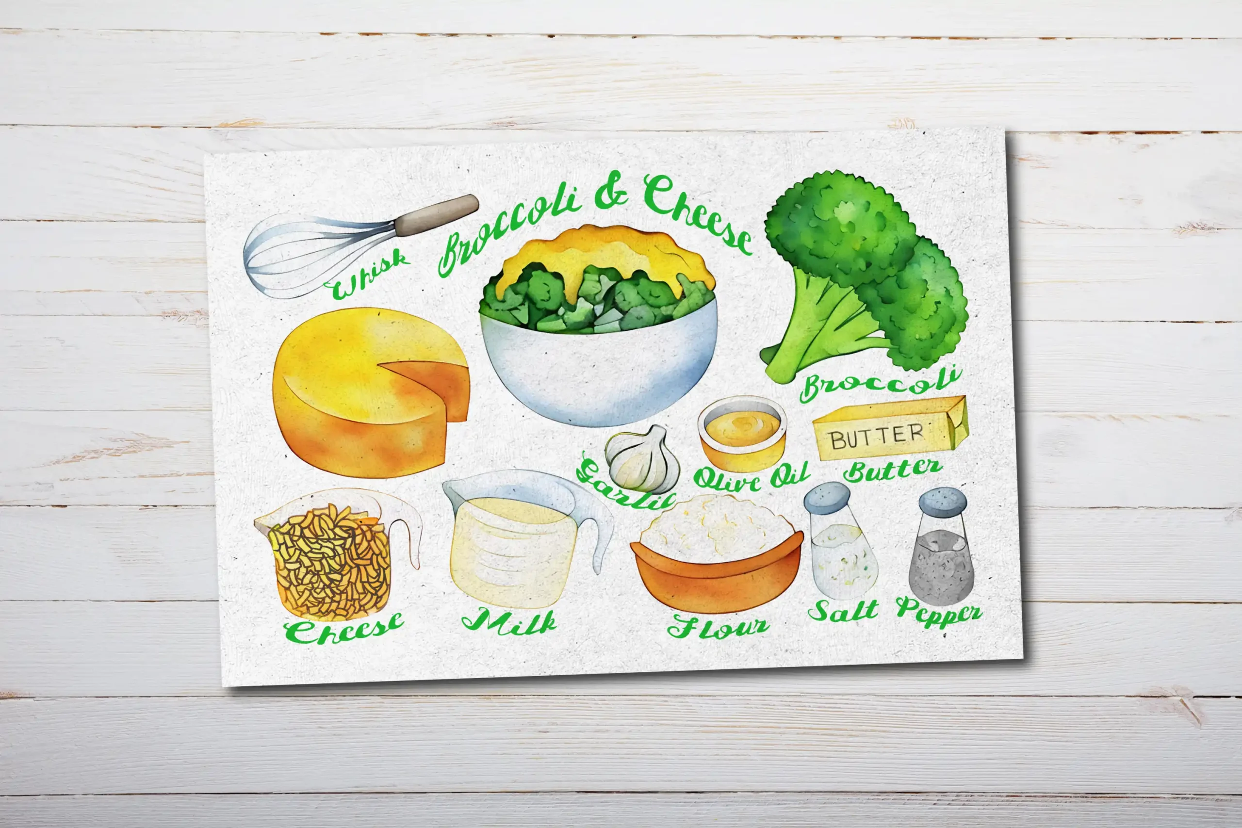 Broccoli Cheese Recipe Postcard