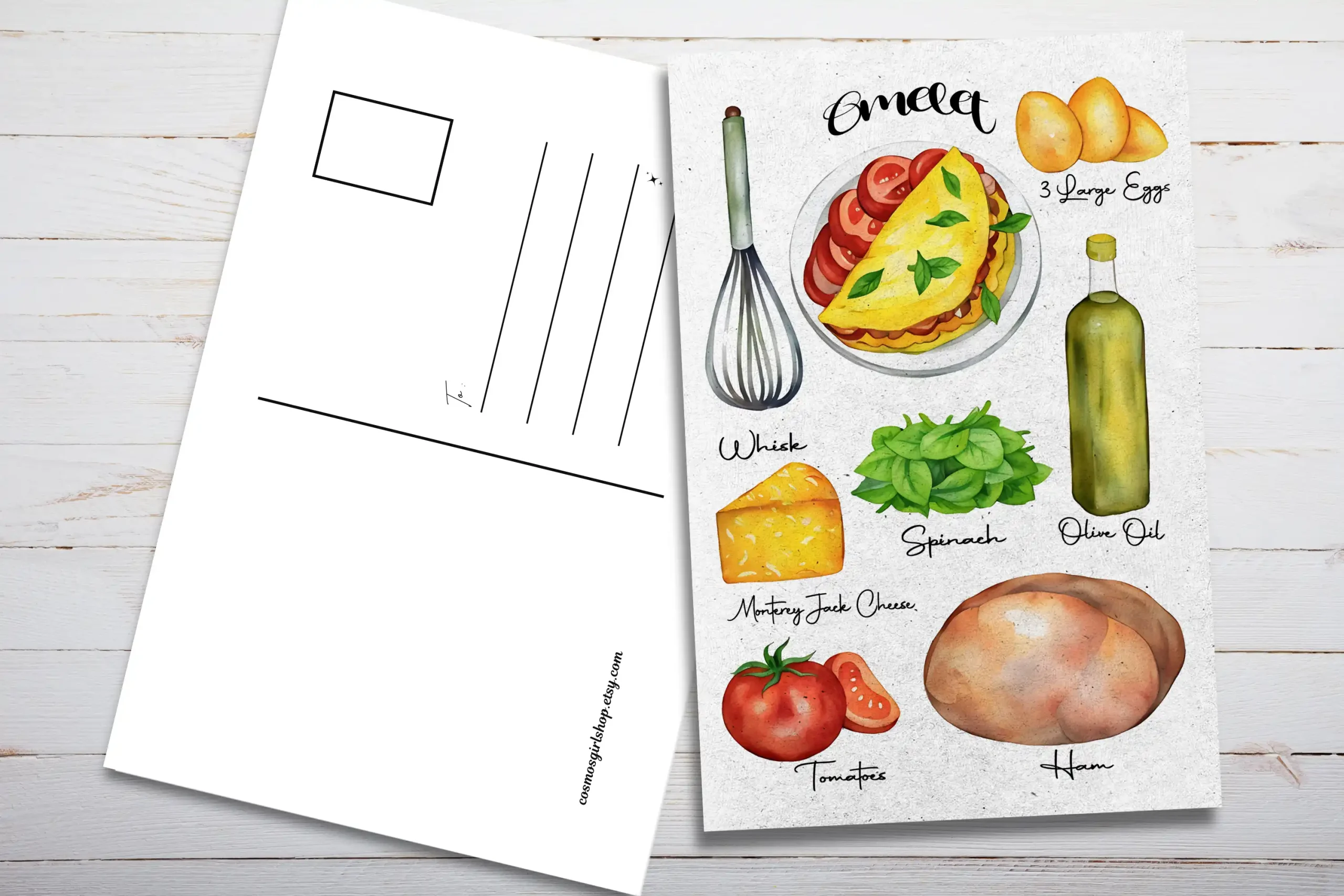 Omelet Recipe Postcard